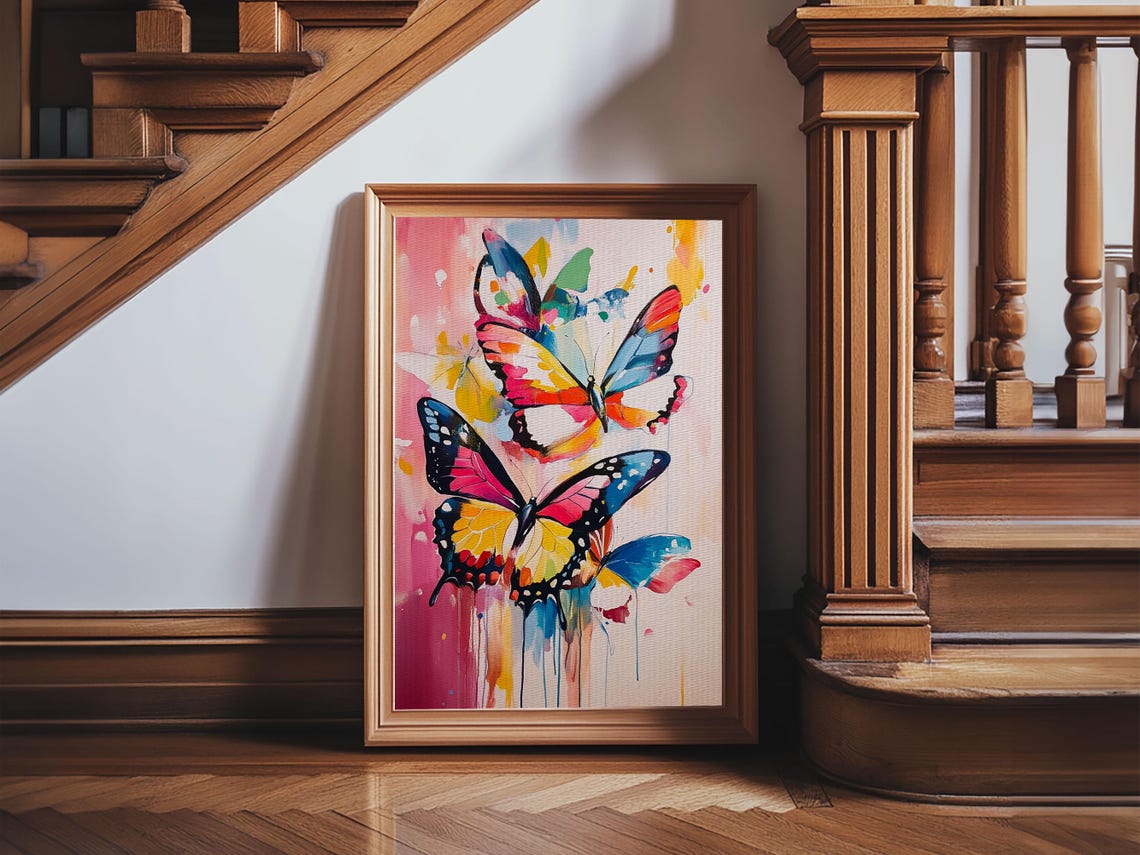 Preppy Butterflies Print Dorm Room Decor Oil Painting Of Butterflies Butterfly Wall Art Butterfly Painting - Image 5