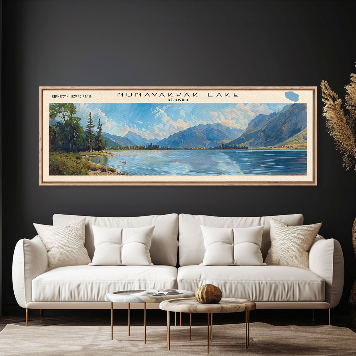 Nunavakpak Lake Alaska Sunny Blue Water Mountain Peaks Panorama Poster - Image 4
