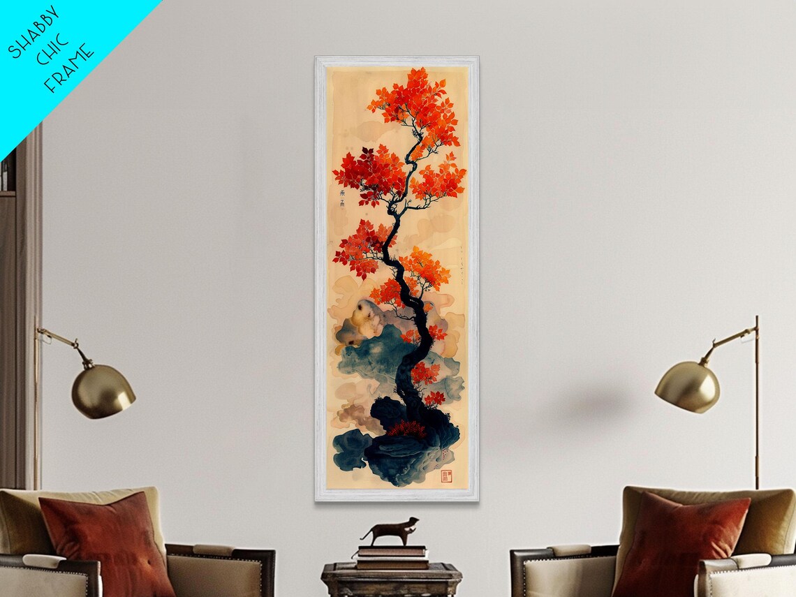 Japanese Maple Tree in Autumn Ukiyo-E Art Print