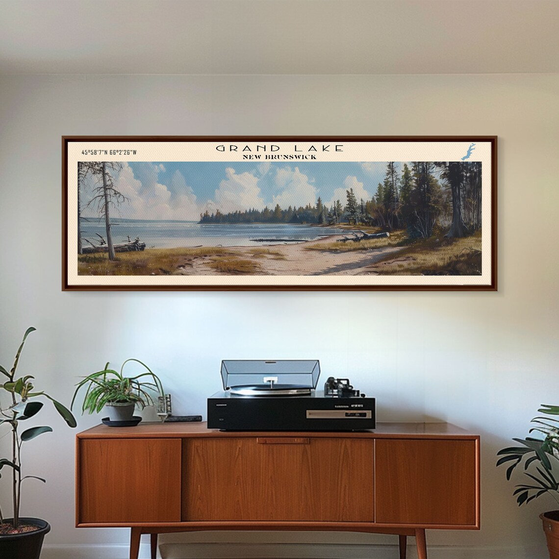 Grand Lake New Brunswick Sunny Sandy Shore Forest Cove Poster - Image 2