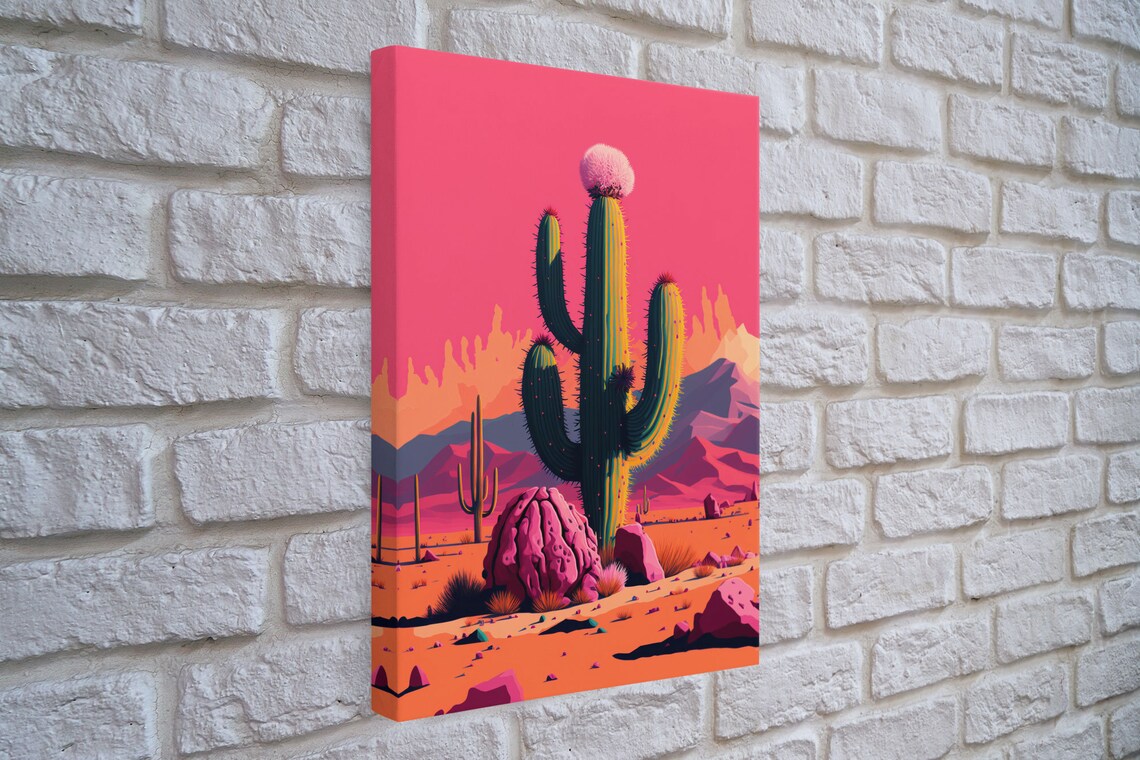 Mexico Cactus Synthwave Art Print, Southwest Decor - Image 4