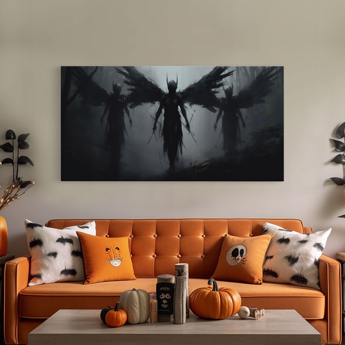 Fallen Angels Halloween Art Print, Charcoal Sketch - Image 5