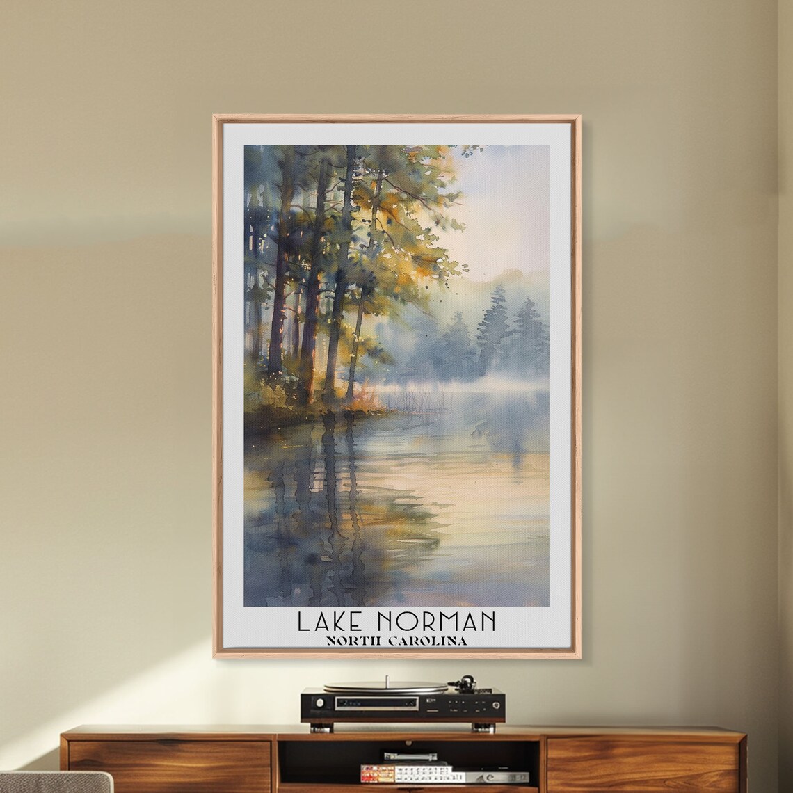Lake Norman North Carolina Framed Print Watercolor Landscape Art Travel Poster Living Room Art Wall Art Art Handmade Gift - Image 4