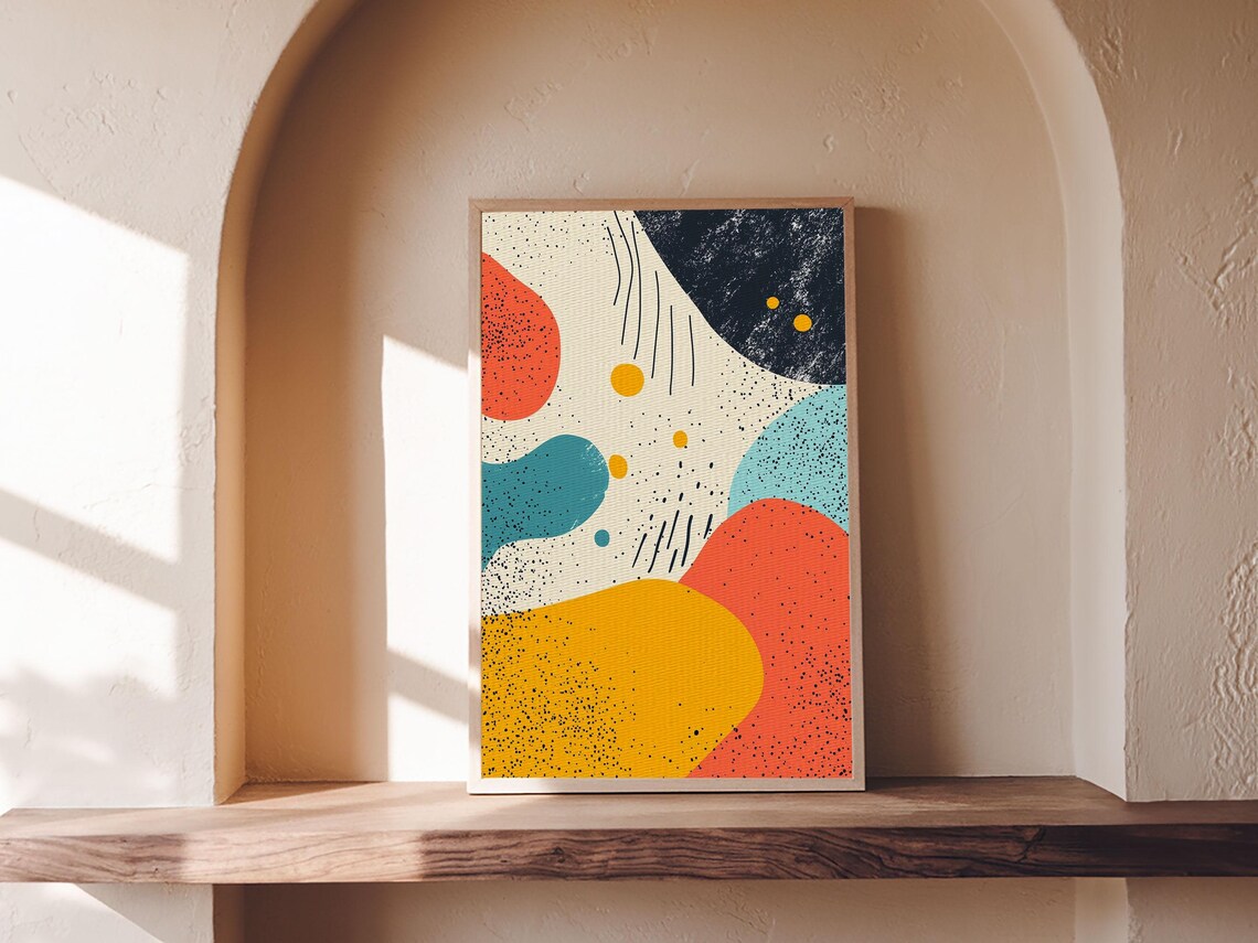 Framed Print Retro 90s Style Wall Art Orange Turquoise And White Art Modern Wall Art Mid Century Art - Image 4