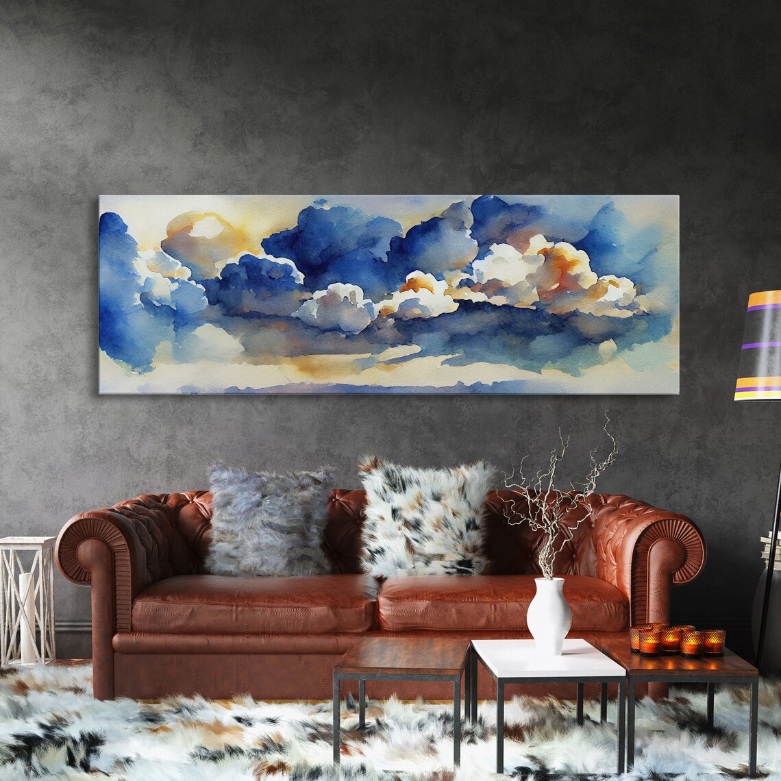 Whimsical Clouds and Blue Sky Art Print, Minimalist - Image 3