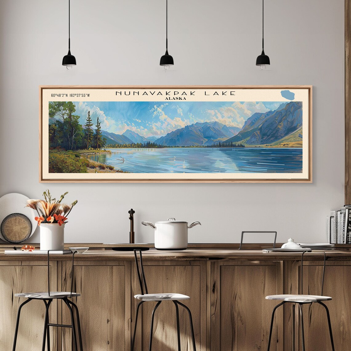 Nunavakpak Lake Alaska Sunny Blue Water Mountain Peaks Panorama Poster - Image 5