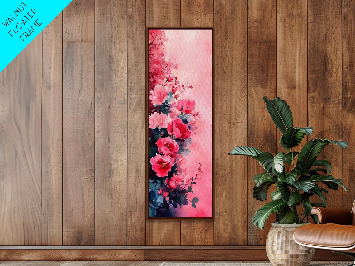 Cascading Pink Roses Dark Floral Watercolor Dramatic Art Poster - Image 6