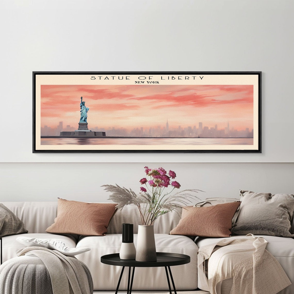 Statue of Liberty New York Sunset Skyline Harbor Panoramic Poster - Image 4