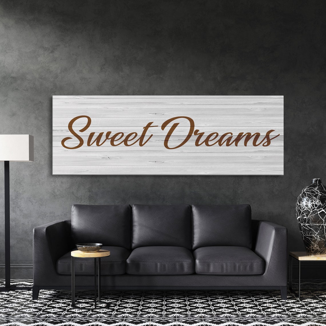 Sweet Dreams Brown Script Whitewashed Wood Bedroom Sign Wall Poster - Image 2