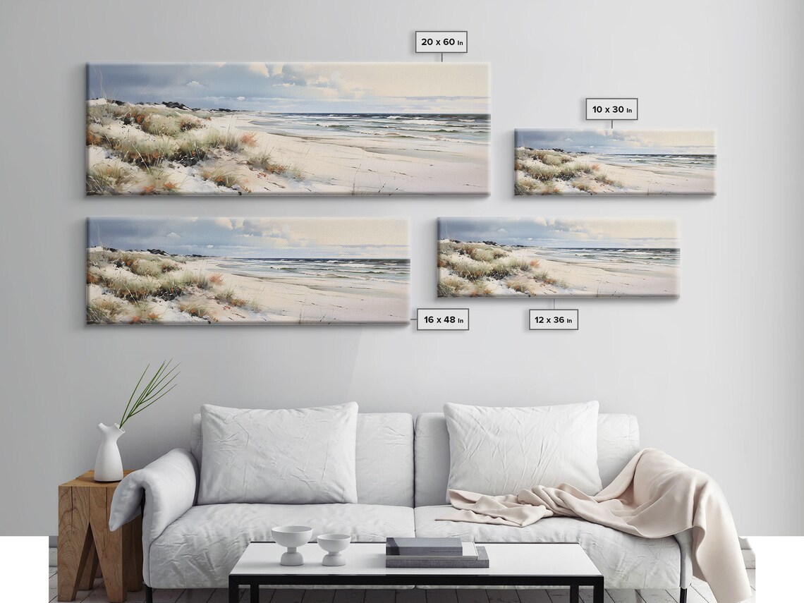 Panoramic Ocean Beach Art Print, Coastal Nautical - Image 2