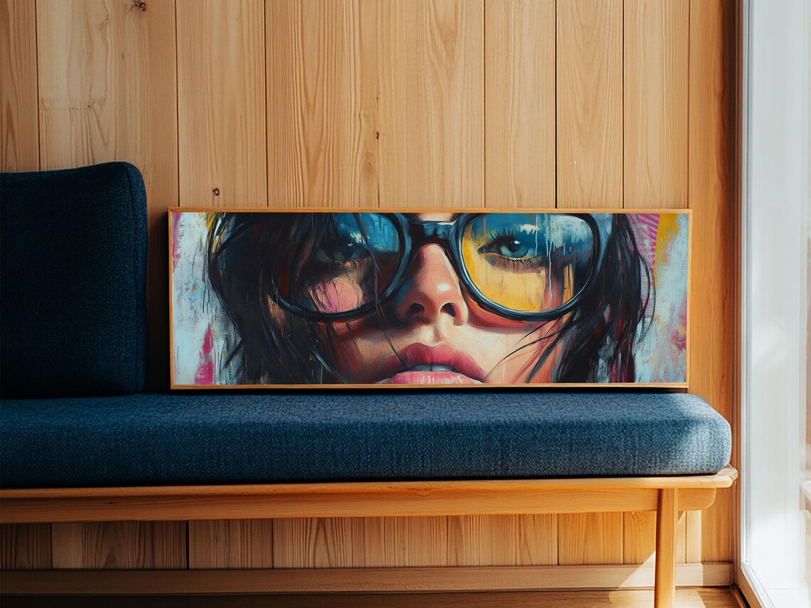 Pop Art Woman Sunglasses Portrait Panoramic Colorful Bold Modern Art Poster - Image 2