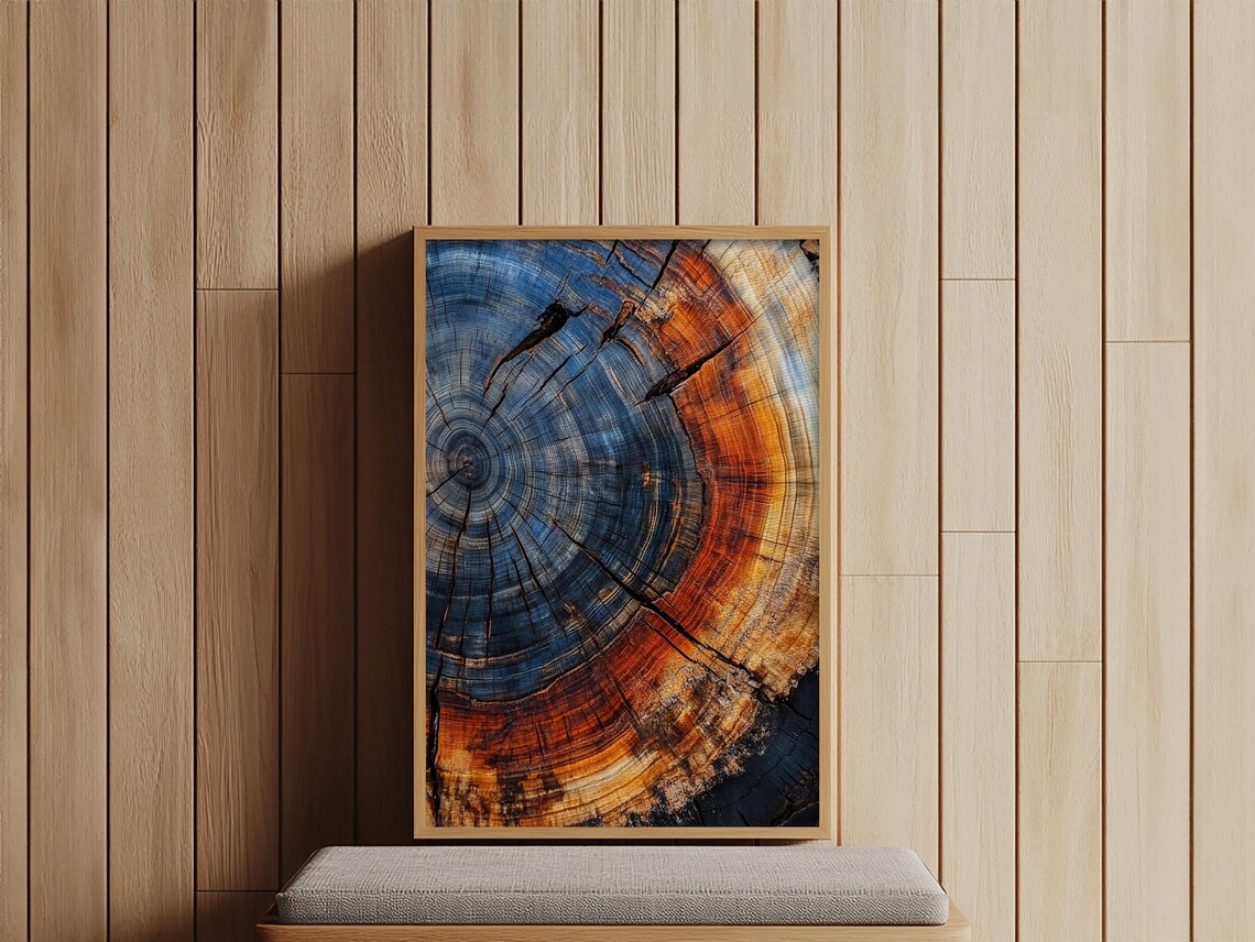 Tree Ring Framed Wall Art Home Decor Modern Farmhouse Rustic And Eclectic Kitsch Minimalist Home Decor Living Room Wall Art
