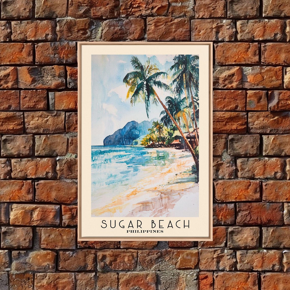 Sugar Beach Philippines Coconut Palms Tropical Shore Watercolor Poster - Image 5