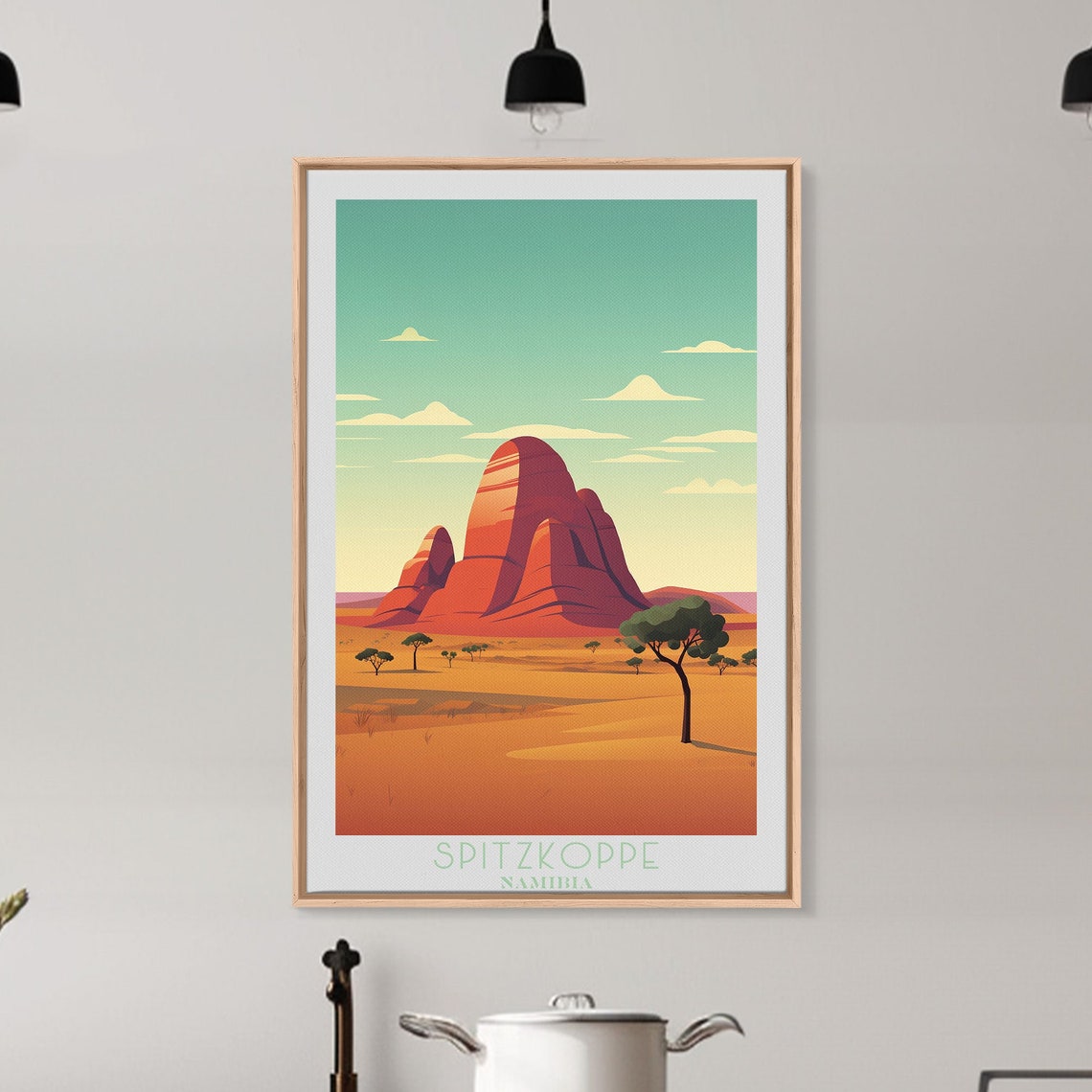 Spitzkoppe Namibia Red Granite Peaks Savanna Desert View Poster