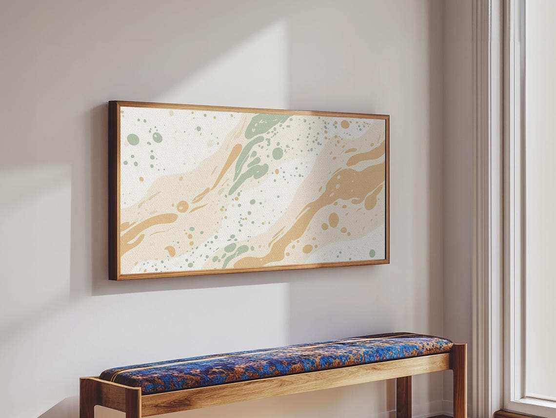 Brush Strokes Print Midcentury Modern Wall Art Wood Framed Art Home Decor Cute Modern Art - Image 4
