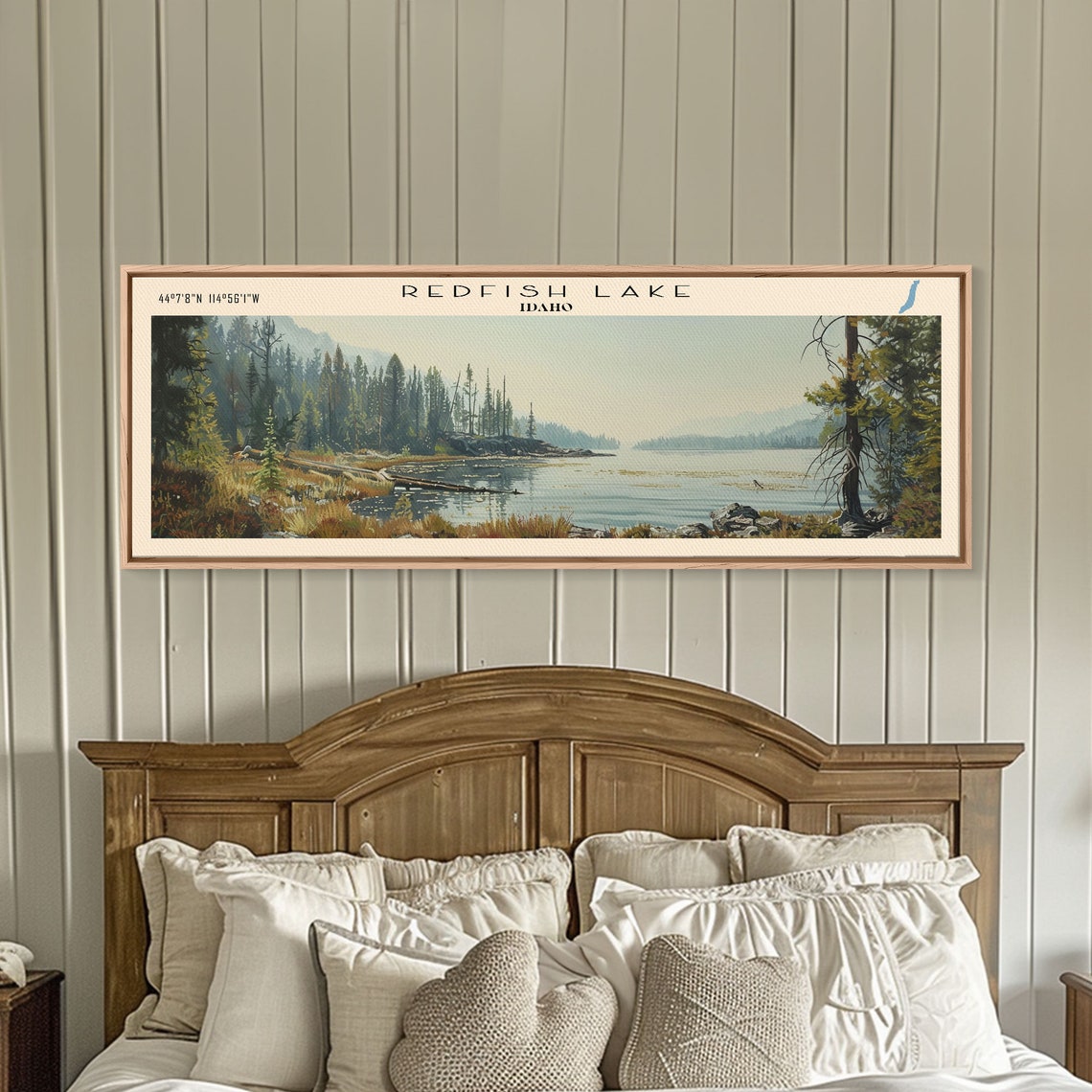 Redfish Lake Idaho Pine Forest Morning Light Wooden Dock Travel Poster - Image 2