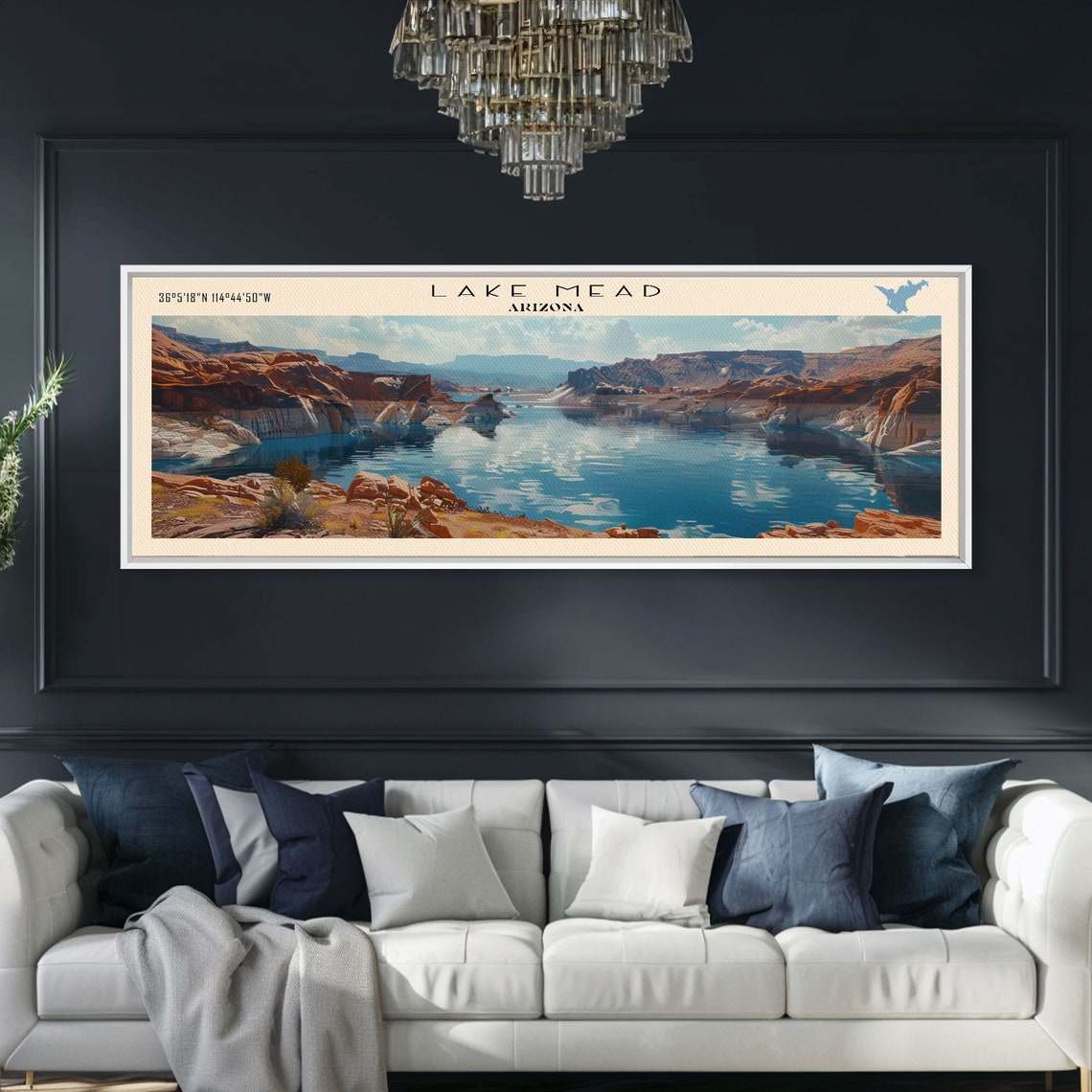 Lake Mead Arizona Red Rock Canyon Blue Water Panoramic Travel Poster - Image 3