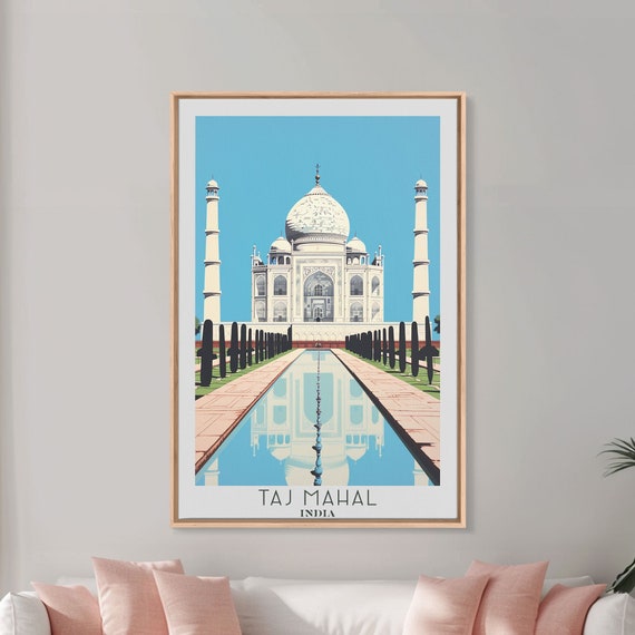 Taj Mahal Travel Poster Print Framed Print India Original Travel Art Framed Art Wall Hanging Home Decor