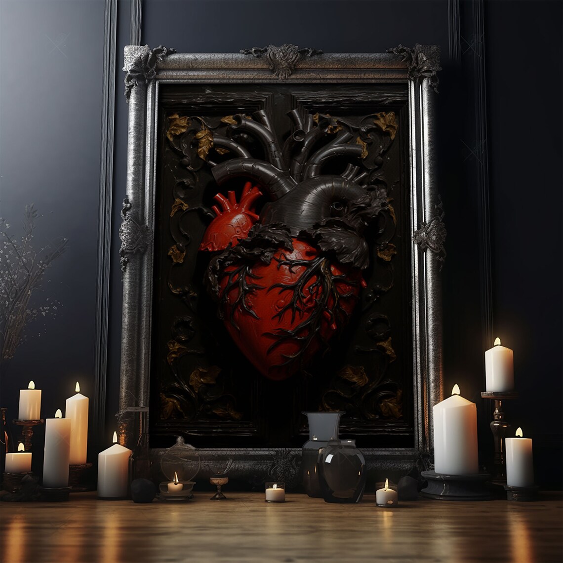 Vampire Black Heart, Vintage Gothic Art Print - Image 4