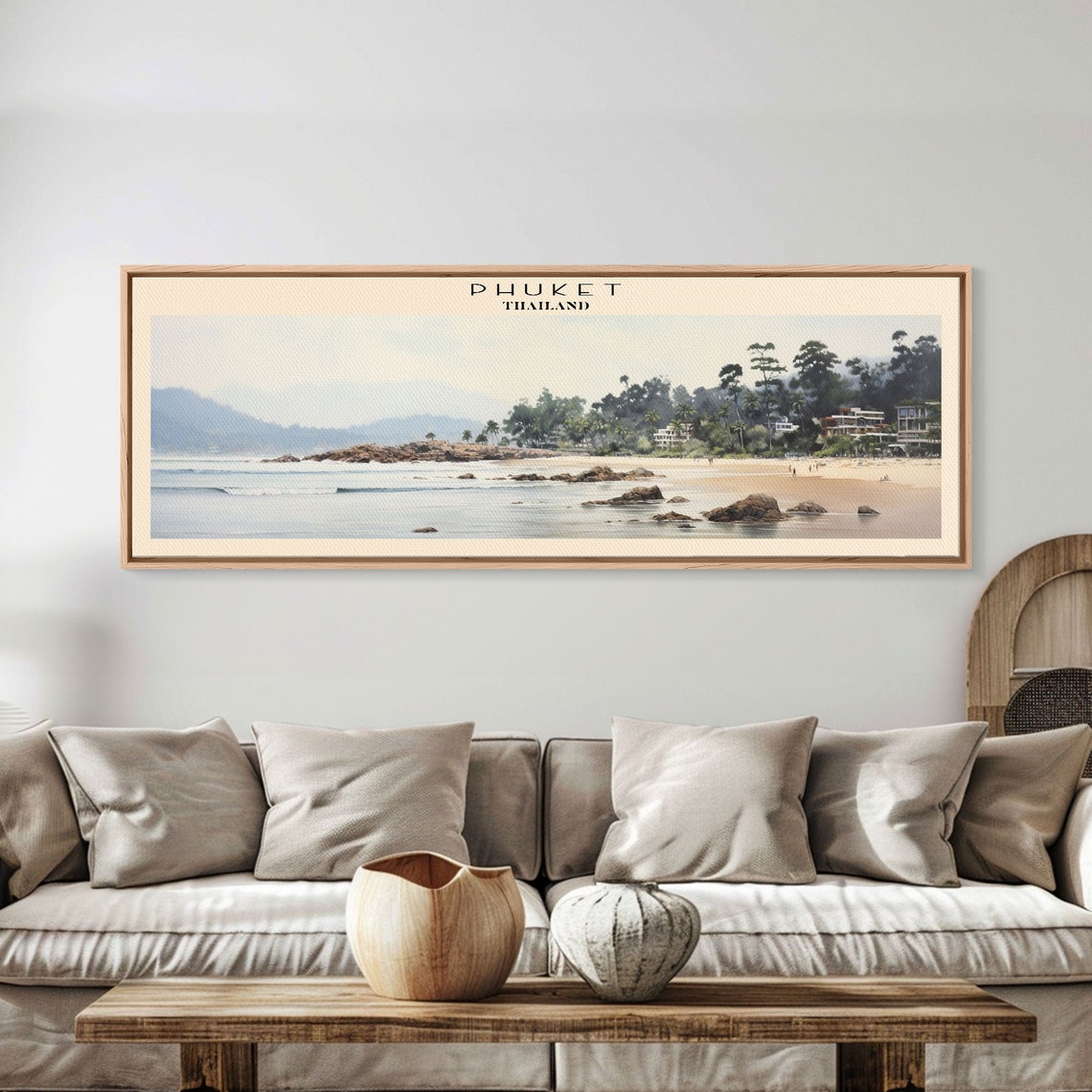 Phuket Thailand Rocky Beach Palm Trees Panoramic Vintage Travel Poster - Image 2