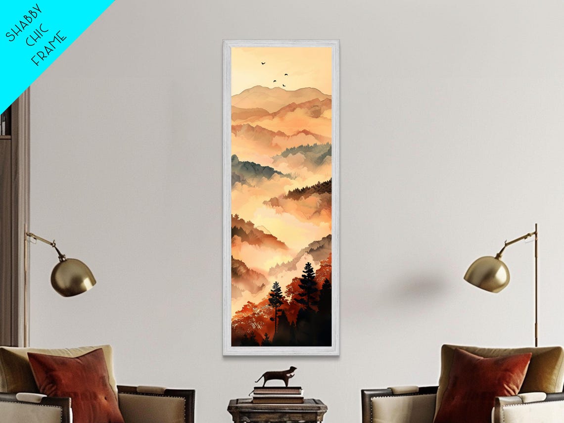 Layers Of Misty Mountains Warm Golden Hues Vertical Art Print - Image 6