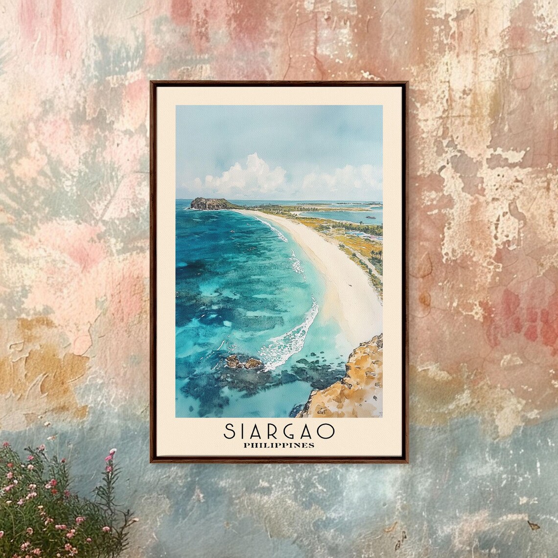 Siargao Philippines Aerial Sandy Beach Turquoise Surf Rocky Coast Poster - Image 4