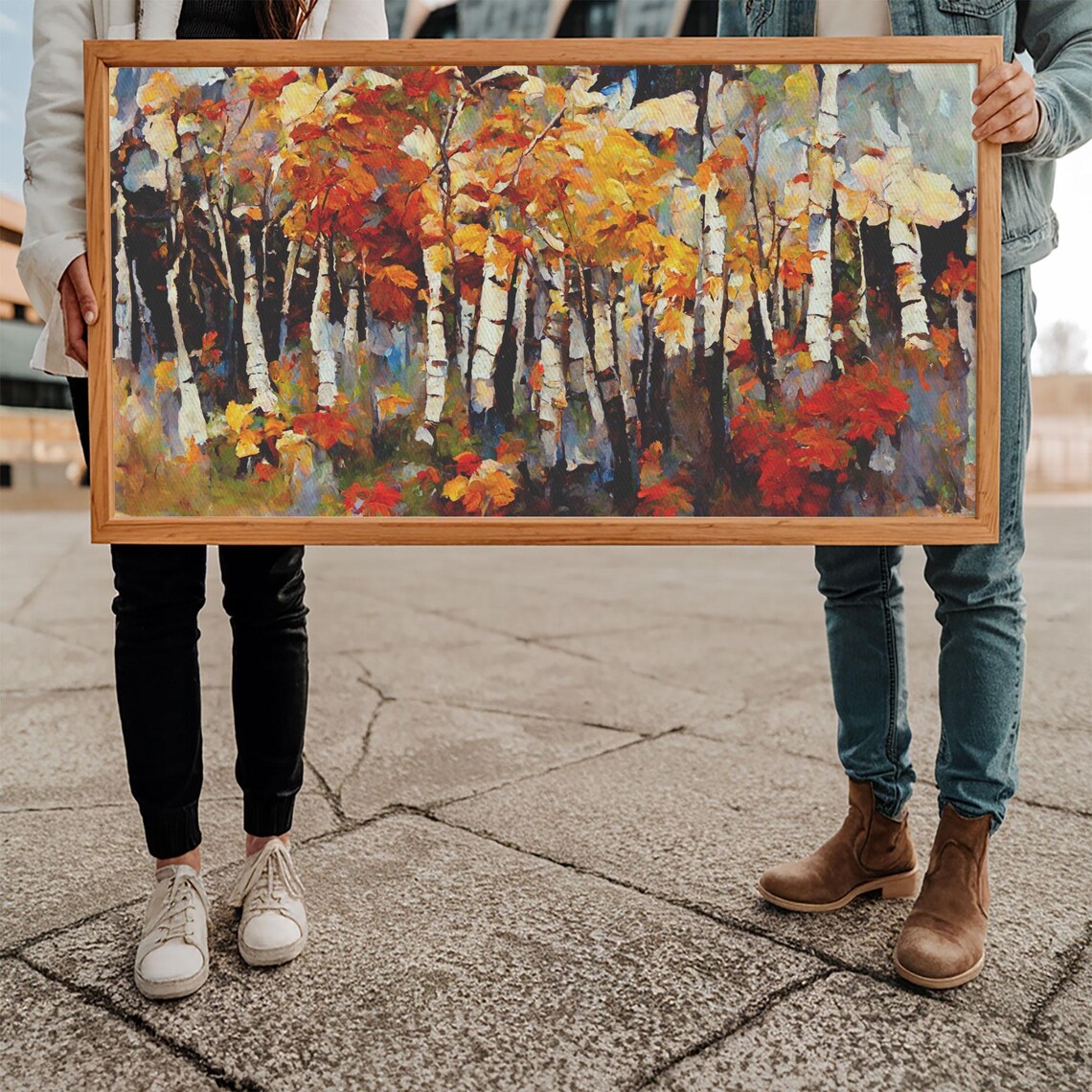 Large Birch Trees Print, Boho Autumn Landscape - Image 4