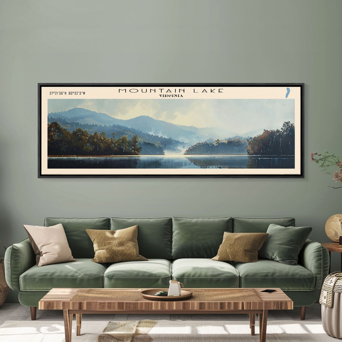Mountain Lake Virginia Blue Mountain Ridges Misty Shore Travel Poster - Image 5