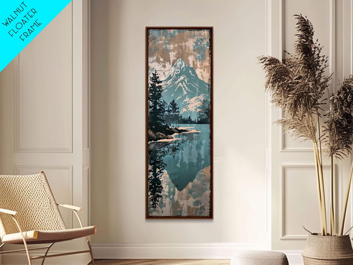 Snowy Mountain Peak Lake Reflection Vintage Style Travel Poster - Image 6