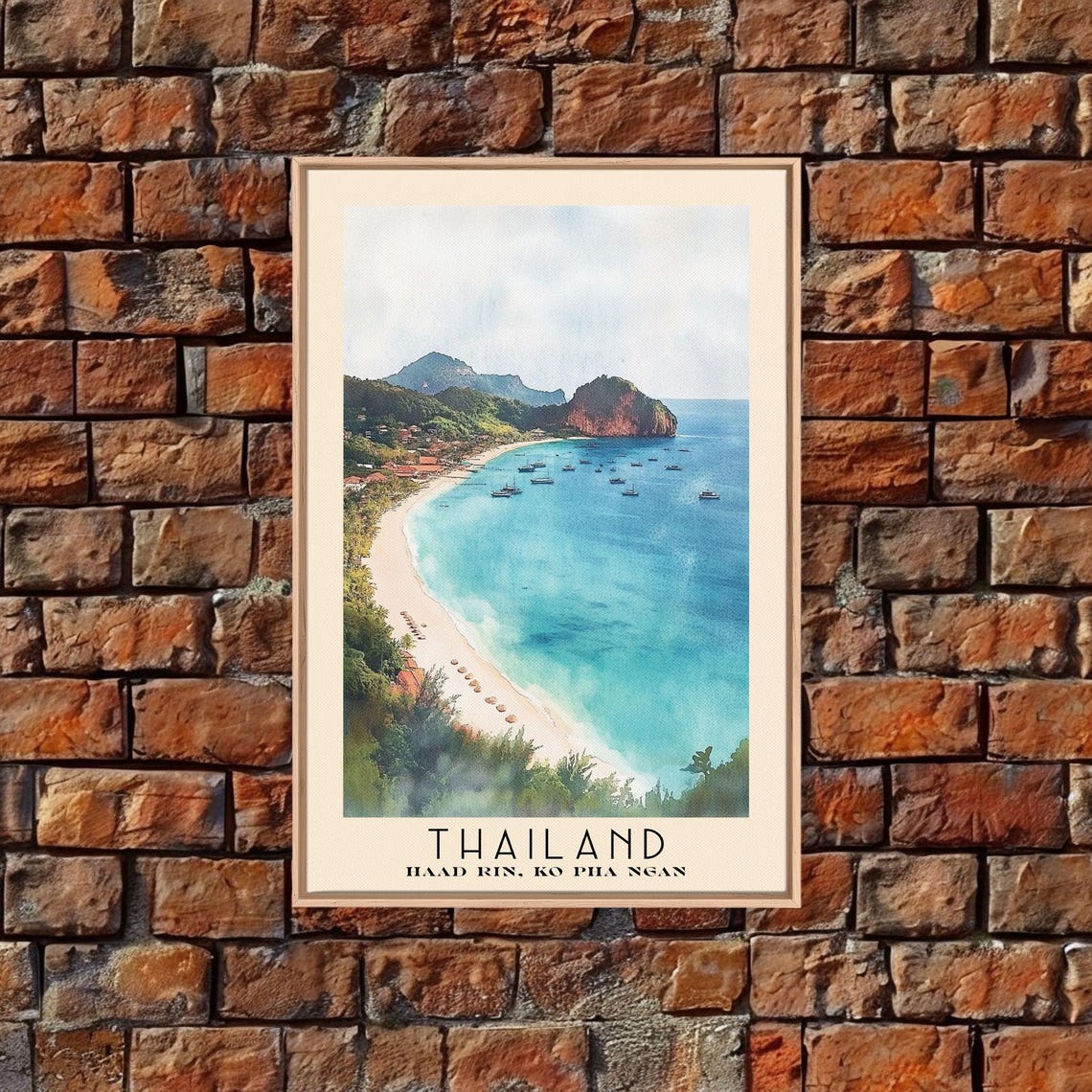 Haad Rin Ko Pha Ngan Thailand White Sand Bay Boats Headlands Poster