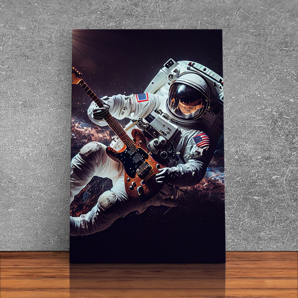 Space Man Jam Astronaut Playing Guitar In Space Art Print - Image 3