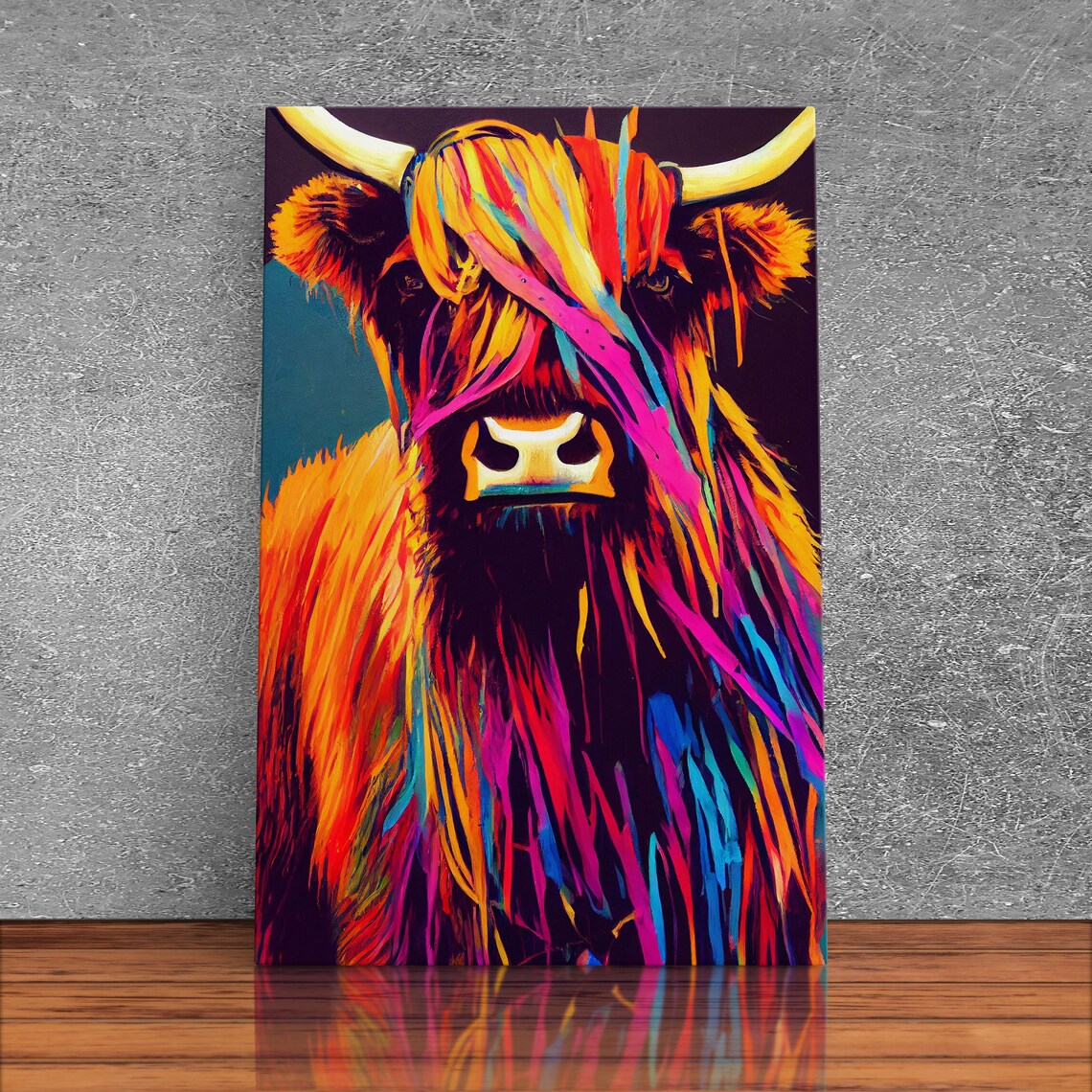 Colorful Farmhouse Highland Cow Scotland Art Print - Image 3