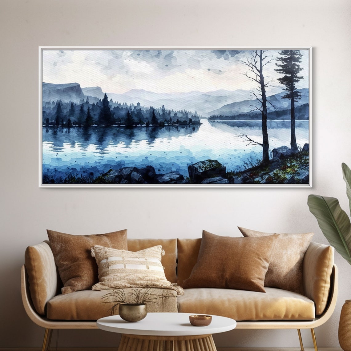 Blue Lagoon Alpine Lake Watercolor Mountain Reflection Scenic Poster - Image 5