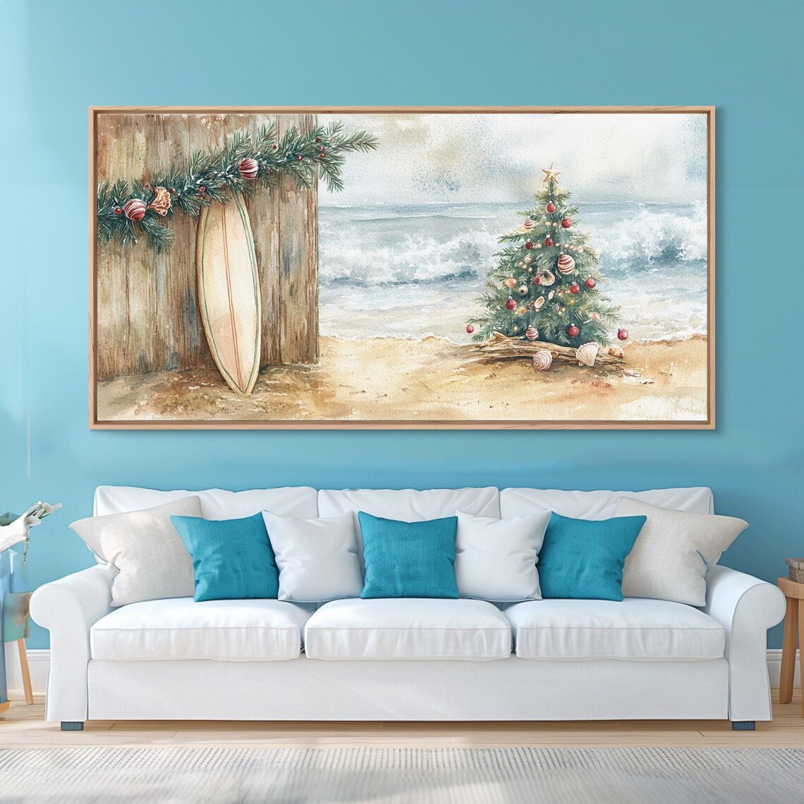 Christmas Tree On Sandy Beach, Coastal Decor - Image 3