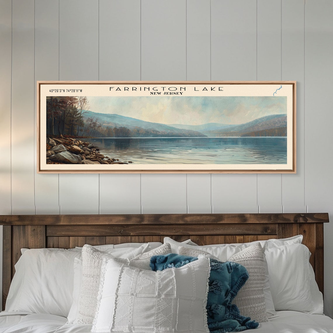 Farrington Lake New Jersey Framed Print Lake House Decor Panoramic Wall Art Travel Poster Modern Lake Painting Nature Art - Image 5