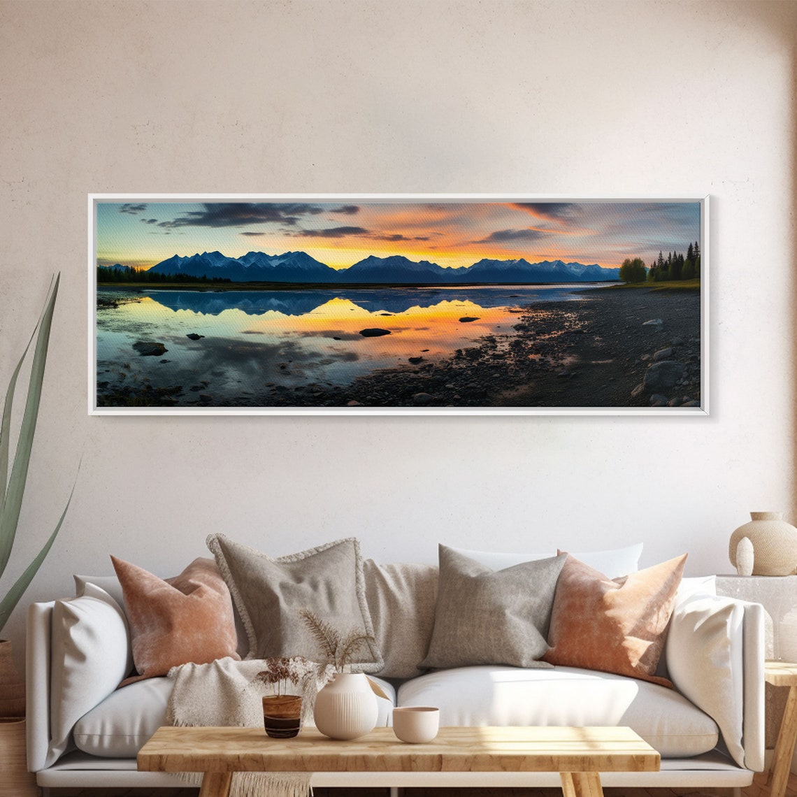 Lake Clark National Park Sunset Mountain Reflection Panoramic Poster - Image 4
