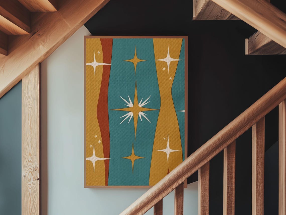 Star Burst Atomic Age, Mid-Century Art - Image 4