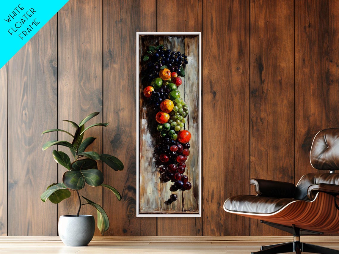Retro Kitchen Wall Art Still Life Painting Of Fruit Print Narrow Art Narrow Wall Art Tall Skinny Art Skinny Narrow Wall Art - Image 4