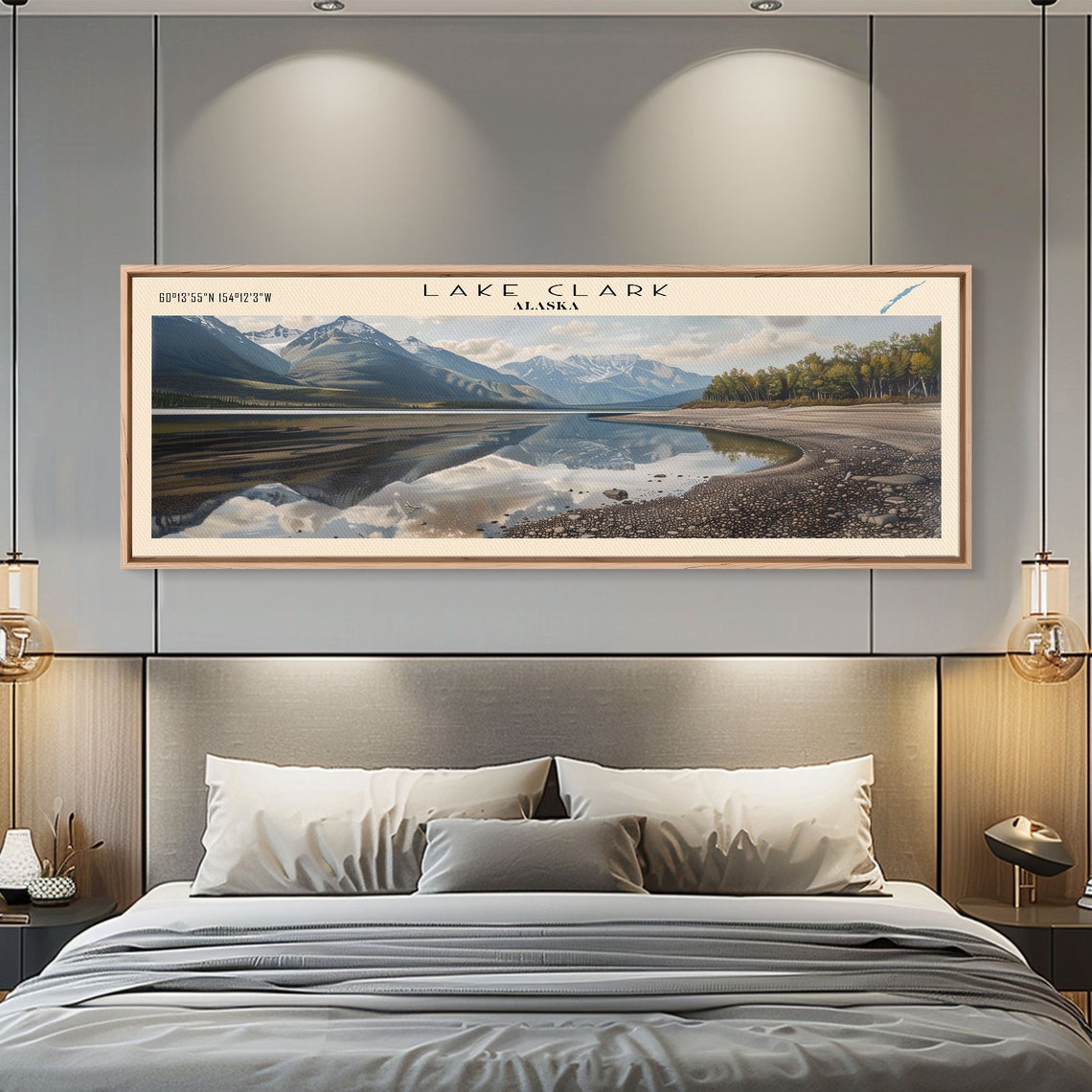 Lake Clark Alaska Snowcapped Mountain Reflection Travel Poster - Image 3
