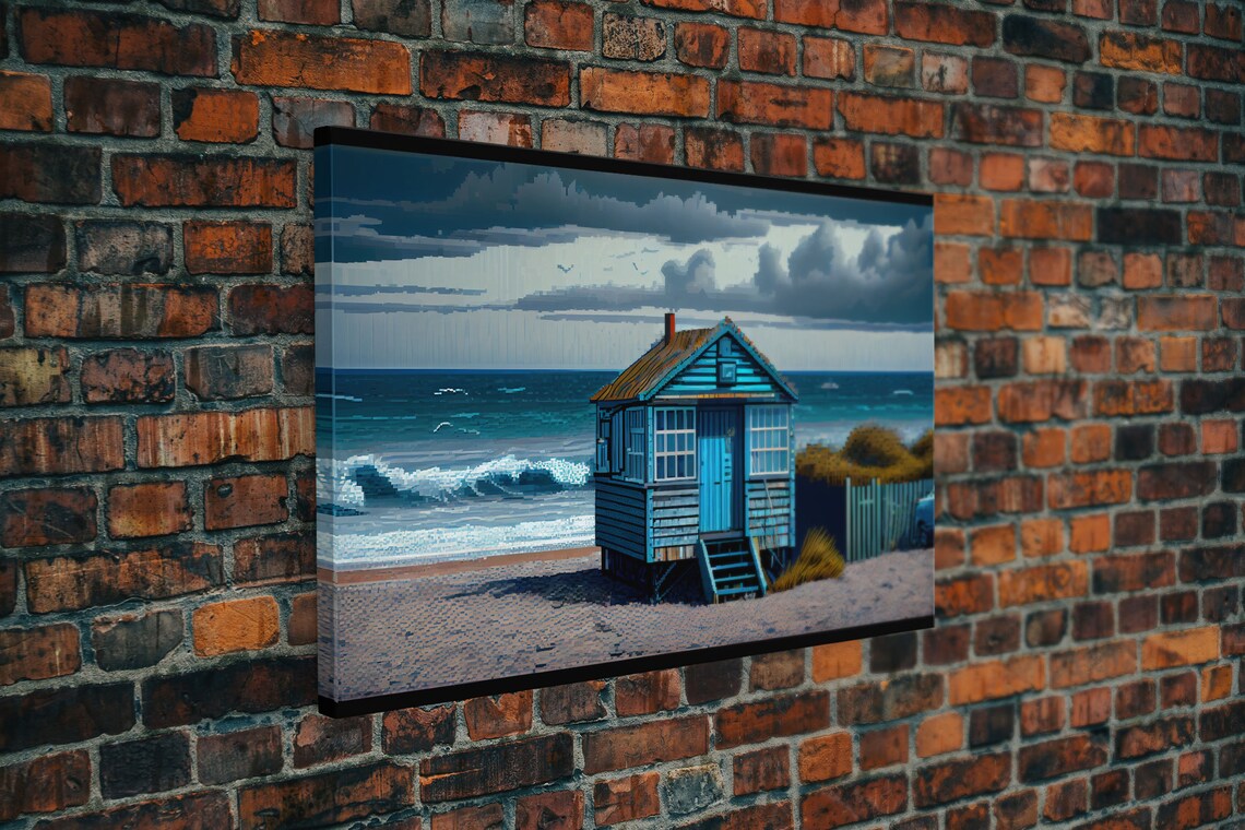 Sea Side Shack Pixel Art, New England Beach Poster - Image 5