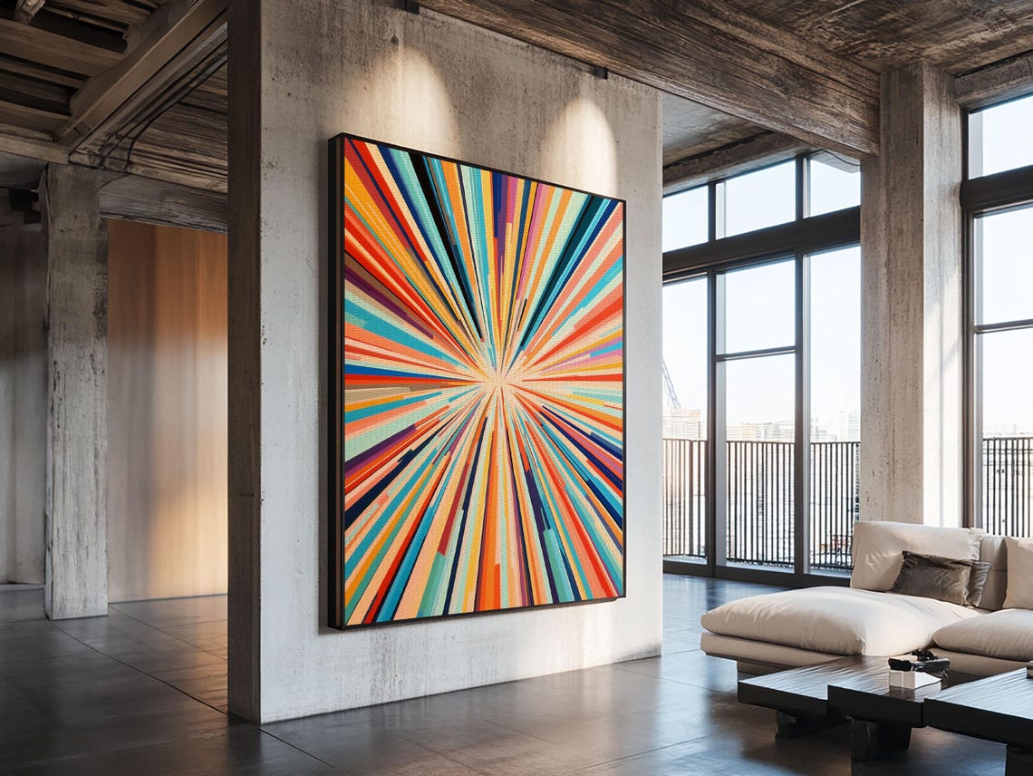 Colorful Sunburst Starburst Rays Abstract Modern Art Decor Poster - Image 5