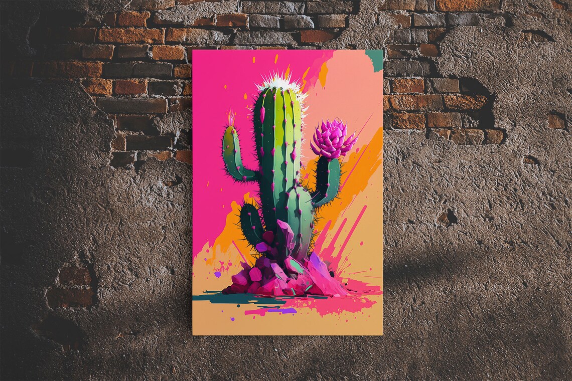 Mexico Cactus Pop Art, Synthwave Western Art Print - Image 6
