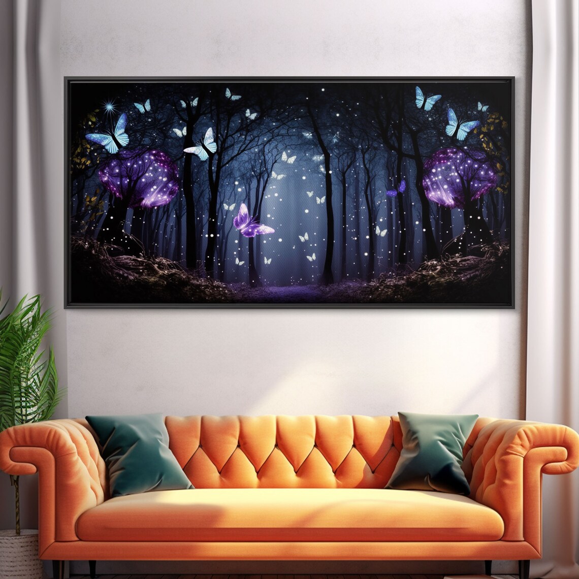 Glowing Butterflies, Fairy Forest Fantasy Art Print - Image 5