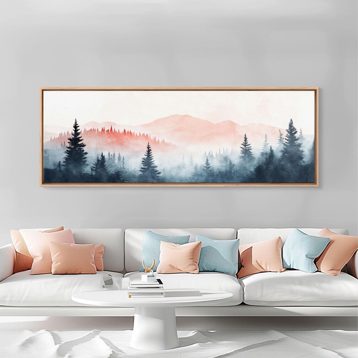 Misty Mountain Panoramic Print Wood Framed Wall Art Dark Moody Home Decor Fog Over The Blueridge Mountains - Image 5