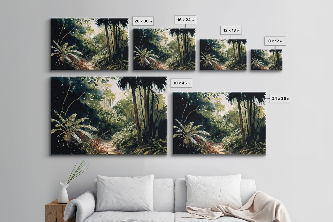 Watercolor Of A Jungle Landscape Framed Print Framed Wall Art - Image 2