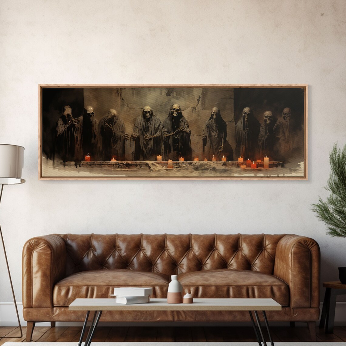 Skeleton Cult Halloween Poster, Spooky Wall Decor