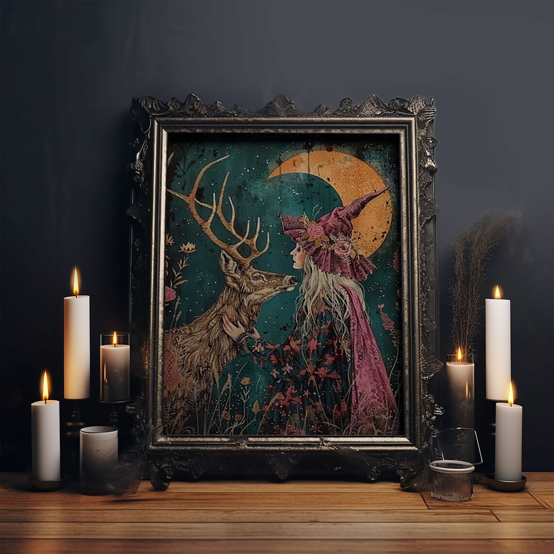 Gothic Witch With Turtle, Dark Forest Art Print - Image 6