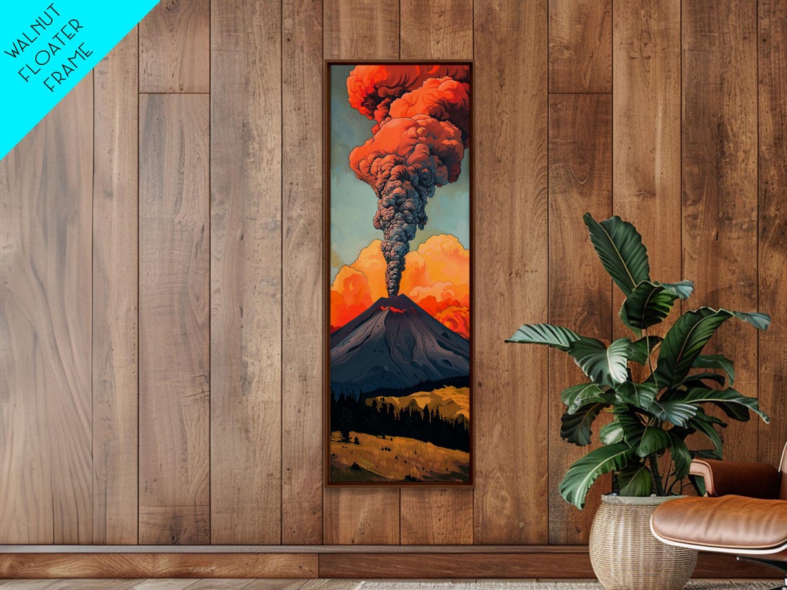 Colorful Volcano Eruption Printed On Framed Vertical Landscape Art Print Mountain Wall Art 3d Art Vertical Office Art - Image 4