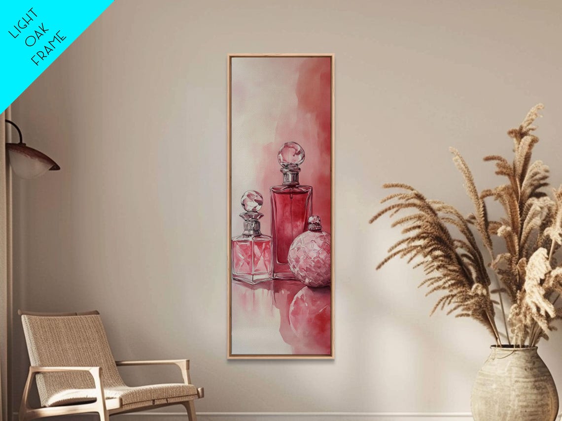 Pink Perfume Bottles Watercolor Elegant Feminine Vanity Art Poster