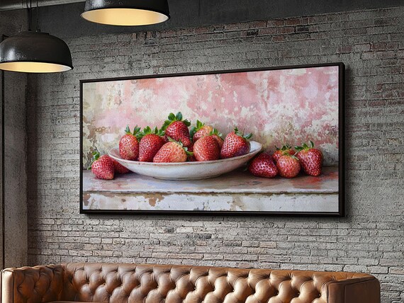 Fresh Strawberries Print Rustic Kitchen Art Farmhouse Decor Fruit Of The Spirit Wall Art Cottagecore Dining Room Art